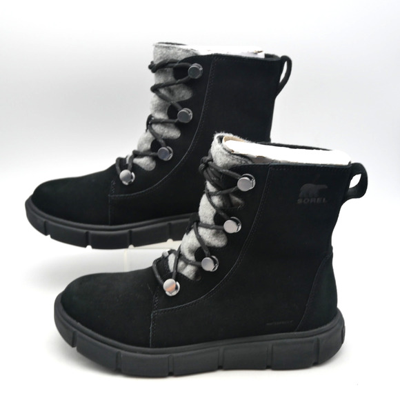 NEW Sorel Explorer III Joan Women's 9 WP Insulated  Boots Black Grey - Picture 3 of 10